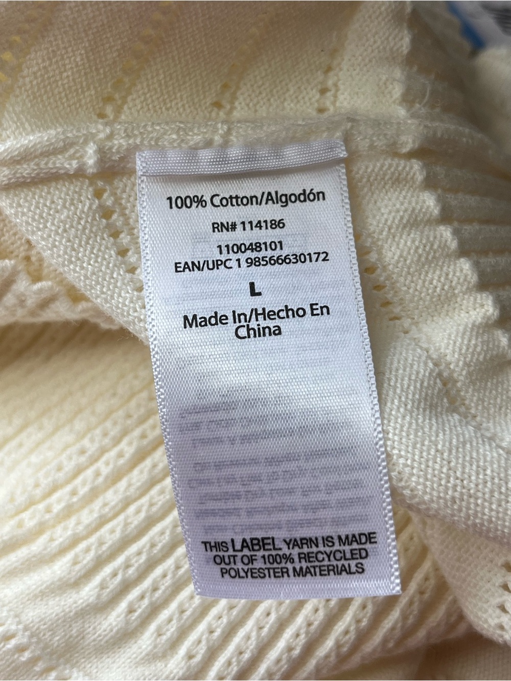 Frye 100% Cotton Cream Open Knit Dolman Sweater Large Coastal Bohemian NWT - Picture 7 of 7